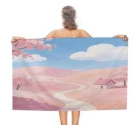 VstaDank Multicolor Pink Bath Towel Stylish Double-Faced Pile Travel Towel Soft Absorbent Beach Towel for Pool Swim Sports Camping Adults Gift 51X31 Inch