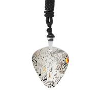 VstaDank Music Notes Print Guitar Pick Necklace Custom Metal Guitar Pendant Rock Pick Necklace Personalized Pick Holder Pendant for Guitars Bass Ukulele