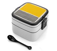 VstaDank Mustard Yellow And Black Bento Box Modern Minimalist Bento Lunch Box Adult Lunch Box for Meal Prep Leakproof Condiment Container Lunch Jar Snack Containers for Dining Out Work Picnic
