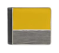VstaDank Mustard Yellow And Black Leather Wallet for Men Bifold Wallet Stylish Slim Front Pocket Wallets Credit Card Holder Cash Purse