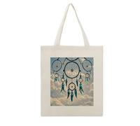 VstaDank Native Dream Catcher Canvas Tote Bag with Handles Extremely Sturdy Reusable Shopping Bag Lightweight Foldable Cotton Cloth Grocery Bags Magic Aesthetic Tote Bag for Women Travel