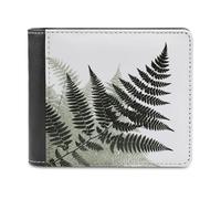 VstaDank Natural Plant Silhouette Fern Leaf Leather Wallet Slim Bifold Wallet Front Pocket Wallets Billfold Coin Purse Credit Card Holder
