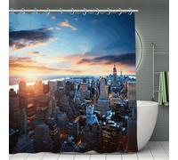 VstaDank New York City Skyline Bath Curtain Elegant Heavy Duty Shower Curtains 70x70 in Rustic Farmhouse Cloth Shower Curtains Neutral Modern Bath Curtain for Bathroom