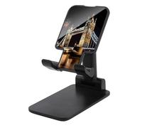 VstaDank Night London Tower Bridge Cell Phone Stand for Desk Adjustable Foldable Phone Holder for 4-13 Inch Smartphones and Tablets,Travel Office Desk Accessories,Black-Style