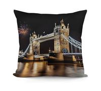 VstaDank Night London Tower Bridge Throw Pillow Covers Fade-Resistant Plush Pillow Case Cozy Square Cushion Case Removable Pillowcase Exquisite Pillow Shams Soft Pillow Protector 18"x18"