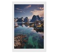 VstaDank Norway Islands Diamond Painting Kits Exquisite DIY Full Round Drill Diamond Dots Painting for Adults Beginner Diamond Photo Paint with Diamond Picture Art Wall Decor 8"x12"