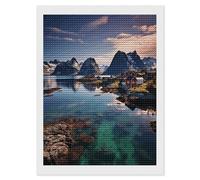 VstaDank Norway Islands Diamond Painting Kits Exquisite DIY Full Round Drill Diamond Dots Painting for Adults Beginner Diamond Photo Paint with Diamond Picture Art Wall Decor 12"x16"