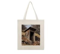 VstaDank Old Ancient Outhouse Canvas Tote Bag Shopping Bags Handbag