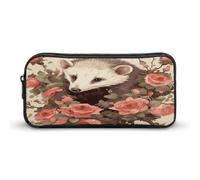 VstaDank Opossum And Roses Pencil Case Large Capacity Pencil Pouch Portable Cute Pen Bags Multifunctional Pencil Bag Sturdy Aesthetic Pen Pouch Fashion Tool Bag Desk Organizer Unisex