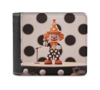 VstaDank Orange Dotted Clown PU Leather Wallet Credit Card Holder Extra Capacity Bifold Wallets for Men Women Fashion Wallet