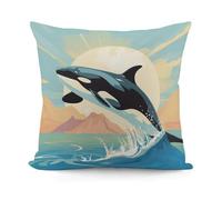 VstaDank Orca in The Sea Pillow Covers Soft Plush Decorative Square Pillow Cover Modern Breathable Pillowcases Pillowcase with Invisible Zipper 18x18 Inches for Sofa Living Room