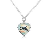 VstaDank Orca in The Sea Urn Necklace for Ashes Personalized Pet Cremation Jewelry for Ashes Pendant Heart Urn Necklace Memorial Keepsake Jewelry for Pet Dog Cat Ashes Necklace