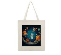 VstaDank Outer Space Rocket Astronaut Canvas Tote Bag Shopping Bags Handbag