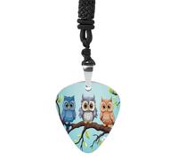 VstaDank Owls on A Branch Guitar Pick Necklace Custom Metal Guitar Pendant Rock Pick Necklace Personalized Pick Holder Pendant for Guitars Bass Ukulele