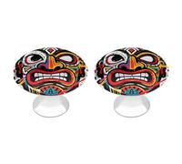 VstaDank Painted Tiki Masks Drawer Knob Nice Bathroom Cabinet Knob Round Cabinet Pull Stainless Steel Cabinet Handle Circle Drawer Handle Modern Drawer Pull for Wardrobe Cupboard 2 Pcs