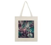 VstaDank Palm Leaf Pattern Canvas Tote Bag Shopping Bags Handbag