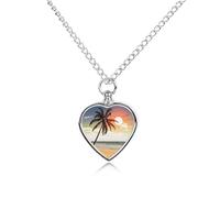 VstaDank Palm Tree on Beach Urn Necklaces for Ashes Pendant Cat Dog Pet Cremation Jewelry Pet Urn Pendant Heart Shape Memorial Keepsake Pendants Urn Locket for Pets Ashes Necklace&Gift