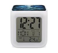 VstaDank Pandora's Blue Botanicals Alarm Clock Alarm Clock with 7 Color Changing Digital Clocks for Bedrooms Sleep Training Clocks with Large Display for Office Kitchen Living Room