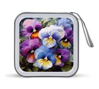 VstaDank Pansy Perfection 40 Capacity CD Case with Zipper Disc Organizer, Portable Hard Plastic Storage CD Organizer for Home, Travel in