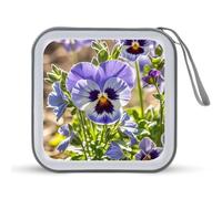 VstaDank Pansy Perfection CD Case Holder Hard Plastic DVD Case Storage Holders 40 Capacity Large Storage Disc Wallet Bag Portable Zipper CD/DVD Wallet Holder Organizer for Car Home Travel
