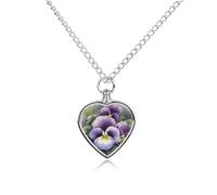 VstaDank Pansy Perfection Urn Necklace for Ashes Personalized Pet Cremation Jewelry for Ashes Pendant Heart Urn Necklace Memorial Keepsake Jewelry for Pet Dog Cat Ashes Necklace