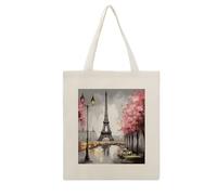 VstaDank Paris Eiffel Tower Canvas Tote Bag with Handles Extremely Sturdy Reusable Shopping Bag Lightweight Foldable Cotton Cloth Grocery Bags Magic Aesthetic Tote Bag for Women Travel