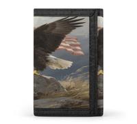 VstaDank Patriotic American Eagle Trifold Wallet Slim Billfold With ID Window Extra Capacity Credit Card Holder Stylish Front Pocket Purses