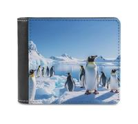 VstaDank Penguin Antarctica Ice Leather Wallet for Men Bifold Wallet Stylish Slim Front Pocket Wallets Credit Card Holder Cash Purse