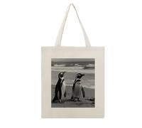 VstaDank Penguin Standing on The Beach Canvas Tote Bag Economical Cotton Tote Bags with Handle Lightweight Medium Reusable Grocery Shopping Cloth Bags Bridesmaids Totes for Women 16x13 Inch