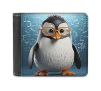 VstaDank Penguin with Glasses Leather Wallet Slim Bifold Wallet Front Pocket Wallets Billfold Coin Purse Credit Card Holder