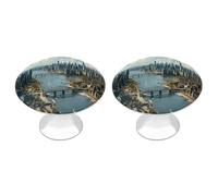 VstaDank Penthouse View Over New York Manhattan Cabinet Knobs Round Wardrobe Pulls Simple Drawer Handles with Screw Aluminum Alloy Closet Door Pull Modern Cabinet Hardware for Dresser Drawers 2 Pack