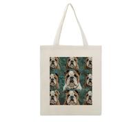 VstaDank Personalized Canvas Tote Bag, Large Reusable Grocery Bag for Women | Fashion Casual Funny English Bulldog Shoulder Bags, DIY Custom Print Handbags for Travel Work Shopping Bag