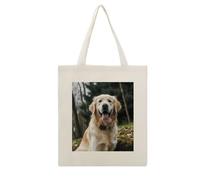 VstaDank Personalized Canvas Tote Bag, Large Reusable Grocery Bag for Women | Fashion Casual Funny Golden Retriever Shoulder Bags, DIY Custom Print Handbags for Travel Work Shopping Bag