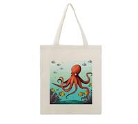 VstaDank Personalized Canvas Tote Bag, Large Reusable Grocery Bag for Women | Fashion Casual Giant Octopus Shoulder Bags, DIY Custom Print Handbags for Travel Work Shopping Bag