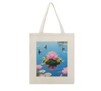 VstaDank Personalized Canvas Tote Bag, Large Reusable Grocery Bag for Women | Fashion Casual Lake Floating Shoulder Bags, DIY Custom Print Handbags for Travel Work Shopping Bag
