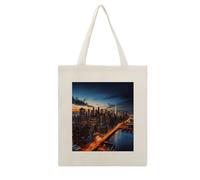 VstaDank Personalized Canvas Tote Bag, Large Reusable Grocery Bag for Women | Fashion Casual New York City Scenery Shoulder Bags, DIY Custom Print Handbags for Travel Work Shopping Bag
