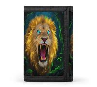 VstaDank Personalized Fluorescent Lion Trifold Wallet, Minimalist Front Pocket Wallet, Large RFID Blocking Wallets Credit Card Holder Zipper Coin Purse Divided Billfold for Men Women