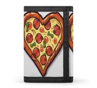 VstaDank Personalized I Love Pizza Heart Trifold Wallet, Minimalist Front Pocket Wallet, Large RFID Blocking Wallets Credit Card Holder Zipper Coin Purse Divided Billfold for Men Women