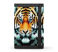 VstaDank Personalized Little Fat Tiger Head Trifold Wallet, Minimalist Front Pocket Wallet, Large RFID Blocking Wallets Credit Card Holder Zipper Coin Purse Divided Billfold for Men Women