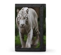 VstaDank Personalized Majestic White Bengal Tiger Trifold Wallet, Minimalist Front Pocket Wallet, Large RFID Blocking Wallets Credit Card Holder Zipper Coin Purse Divided Billfold for Men Women