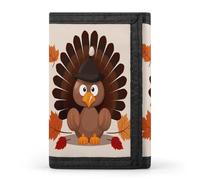 VstaDank Personalized Maple Leaf Dark Brown Turkey Trifold Wallet, Minimalist Front Pocket Wallet, Large RFID Blocking Wallets Credit Card Holder Zipper Coin Purse Divided Billfold for Men Women