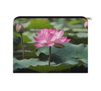 VstaDank Pink Lotu Flowers Makeup Bag Fashion Large Capacity Cosmetic Bag Luxury Polyester Travel Toiletry Bags Cute Zipper Pouch Aesthetic Accessories Storage Bags for Women & Gifts