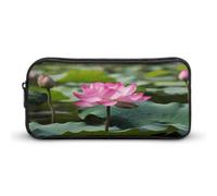 VstaDank Pink Lotu Flowers Pencil Case Large Capacity Pencil Pouch Portable Cute Pen Bags Multifunctional Pencil Bag Sturdy Aesthetic Pen Pouch Fashion Tool Bag Desk Organizer Unisex