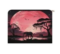 VstaDank Pink Moon Elephant Makeup Bag Fashion Large Capacity Cosmetic Bag Luxury Polyester Travel Toiletry Bags Cute Zipper Pouch Aesthetic Accessories Storage Bags for Women & Gifts