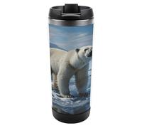 VstaDank Polar Bear Ice Stainless Steel Tumbler Travel Mug with Leak-proof Lid Double Wall Insulated Coffee Cup Reusable Vacuum Flask Or Water Bottle Hot & Cold Cup 380 Ml