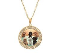 VstaDank Poodles Dogs Necklaces Personalized Photo Round Pendant Necklace Elegant Diamond Necklaces Alloy Coin Pendant Fashion Jewelry Pendant Dainty Necklaces for Women, One Size, Metal, No Gemstone