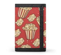 VstaDank Popcorn Print Trifold Wallet Slim Billfold With ID Window Extra Capacity Credit Card Holder Stylish Front Pocket Purses