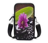 VstaDank Portable Small Crossbody Bag for Women Cell Phone Purse with Strap | Mini Phone Wallet Lightweight Sling Bags Adjustable Purple Flower with Black Stone Phone Bag for Travel Work Daily Use