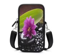 VstaDank Portable Small Crossbody Bag for Women Cell Phone Purse with Strap | Mini Phone Wallet Lightweight Sling Bags Adjustable Purple Flower with Black Stone Phone Bag for Travel Work Daily Use
