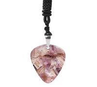 VstaDank Pretty Peach Pattern Guitar Pick Necklace Guitar Pick Holder Hip Hop Punk Music Necklace Guitar Pendant Stainless Steel R&B Music Jewelry for Women Men Music Lovers